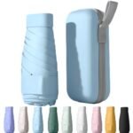 UPF50+ Mini Travel Sun Umbrella for Purse With Case,Small Compact UV Umbrella Protection Sun,Lightweight Portable Parasol Windproof for Women Men Kids